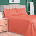 Superior Egyptian Cotton 4 Piece Sheet Set, 700 Thread Count, Eco-Friendly, Sustainable Sheets, Ultra-Soft Basics, Solid, Deep Pocket Fitted Sheet, Flat Sheet, Pillowcases, Full, Coral