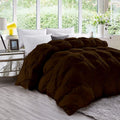 Crown Collection Brown Down Alternative Pinch Pleated Comforter- Oversized Queen Size 98 x 98 Inches 1 Piece All-Season Duvet Insert, 500 GSM with Corner Tabs 100% Egyptian Cotton- (Brown Solid)