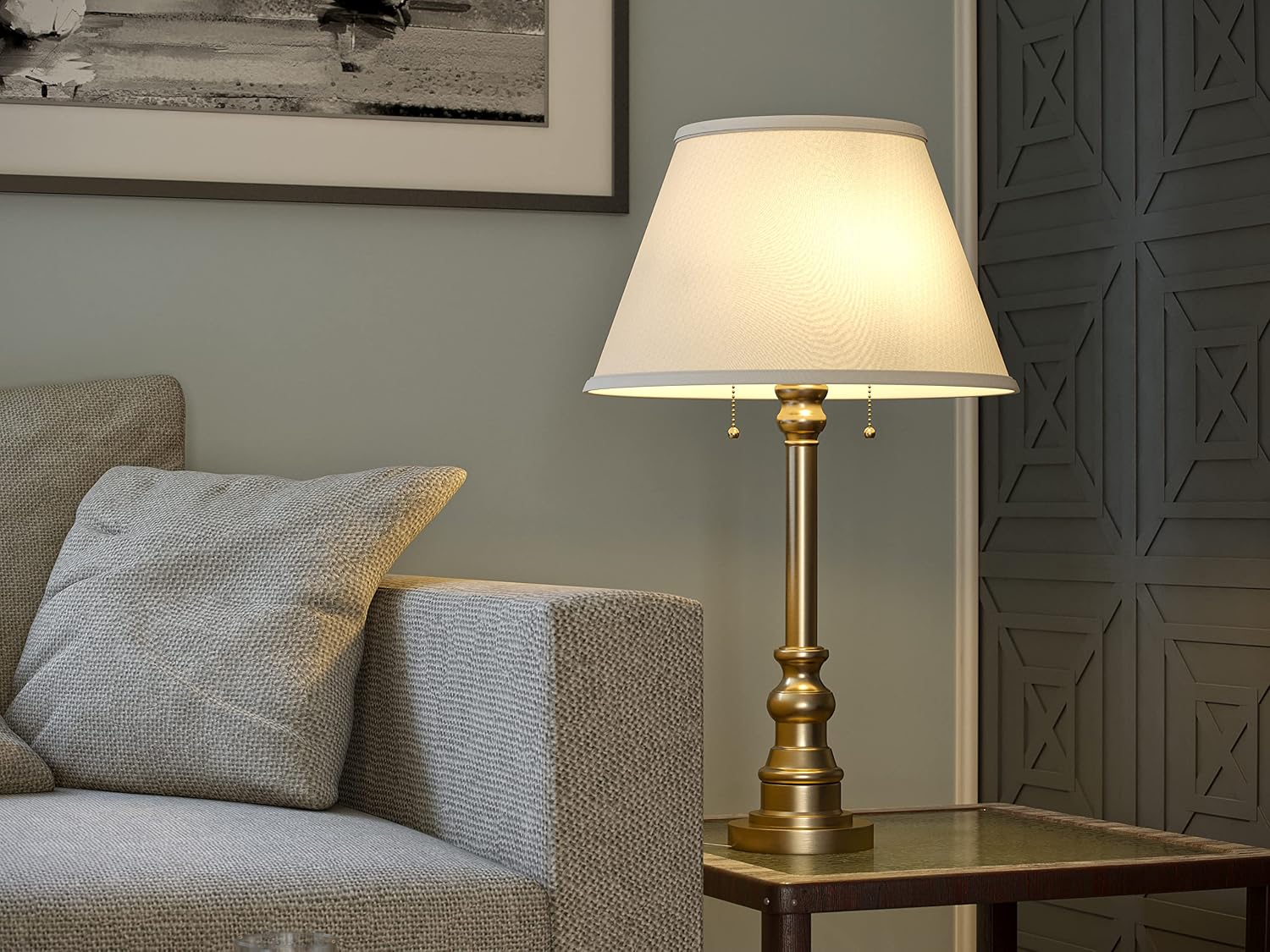 Kenroy Home Spyglass Table Lamp with Antique Brass Finish, Classic Style, 30.5' Height, 17' Width, 17' Depth
