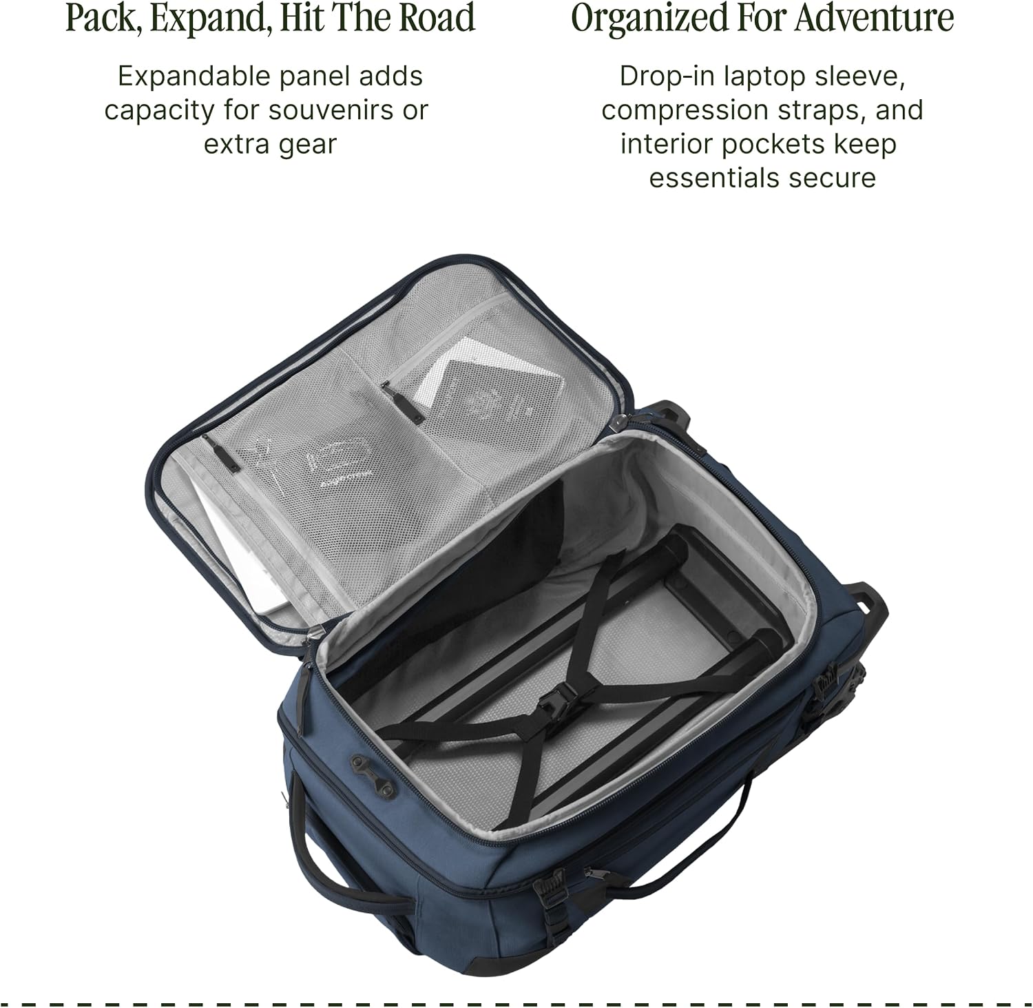Eagle Creek Gear Warrior XE 2-Wheel Convertible Carry-On Luggage for Travel Essentials - Heavy Duty Wheels - Lockable Zippers - Interior Laptop Sleeve - Blue Jay - 21.75'