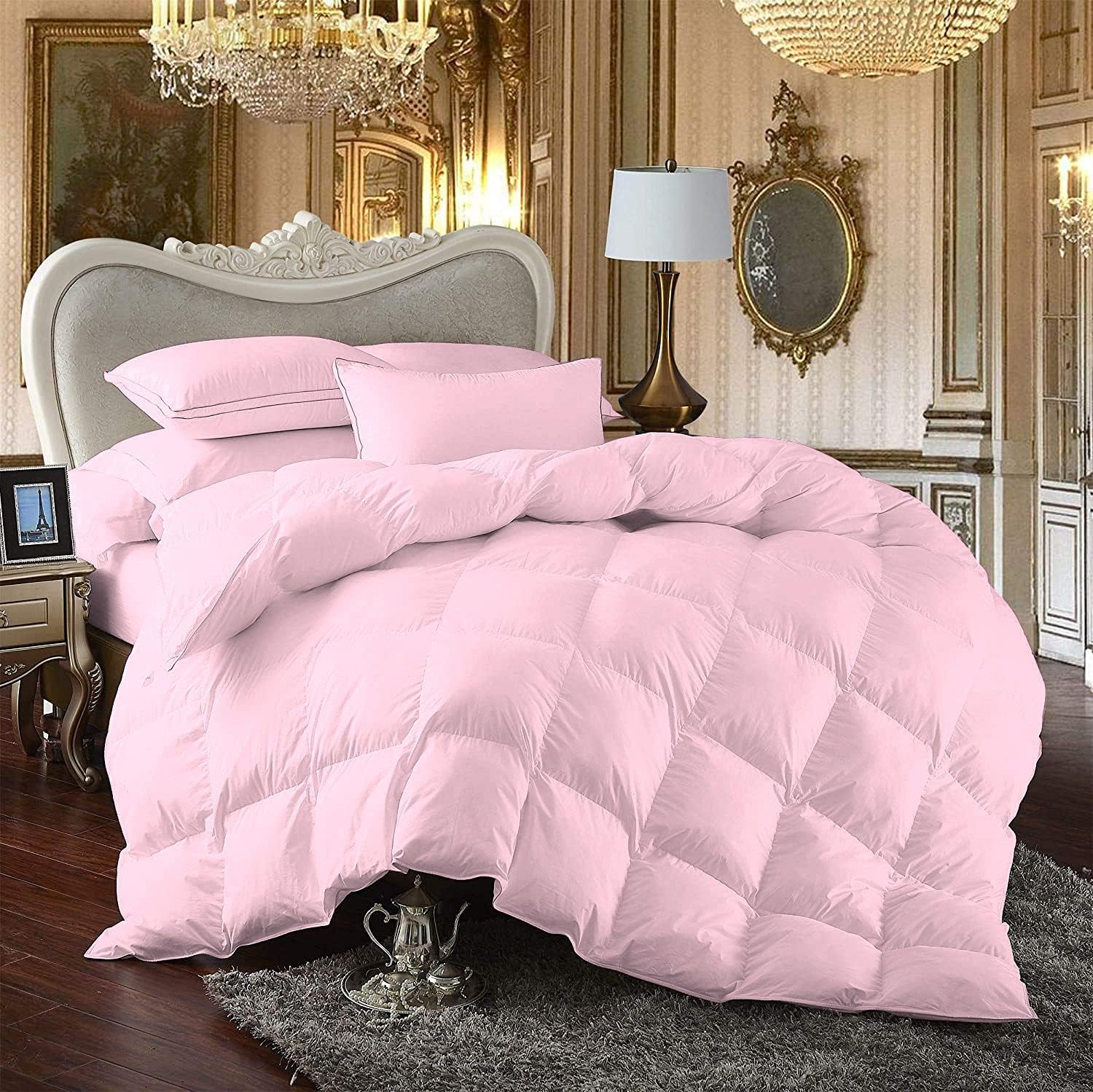 7 Piece Bed-in-A-Bag Comforter & Sheet Set 8-10' Deep Pocket, 100% Egyptian Cotton Queen Size, Baby Pink, Sets Include - 1Comforter, 1Flat Sheet,1Fitted Sheet, 2Pillowcase & 2Pillowsham