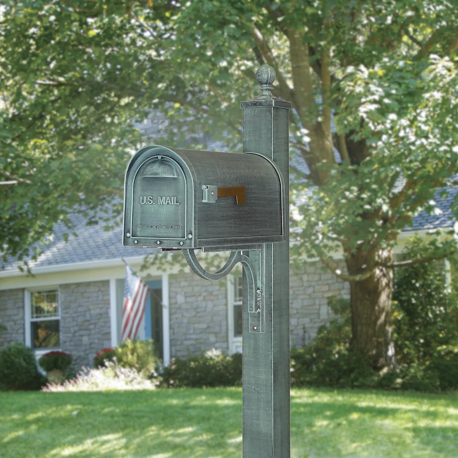 Special Lite Classic Curbside Mailbox - Verde Green Aluminum Mailbox for Post Mount - SCC-1008-VG