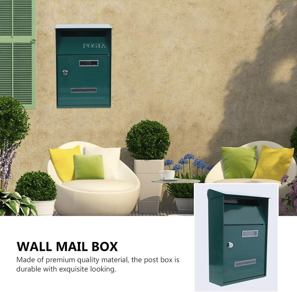 STOBOK 2pcs Modern Mailbox Wall Mount Outside Covered Mailbox Post Box Metal Letter Box