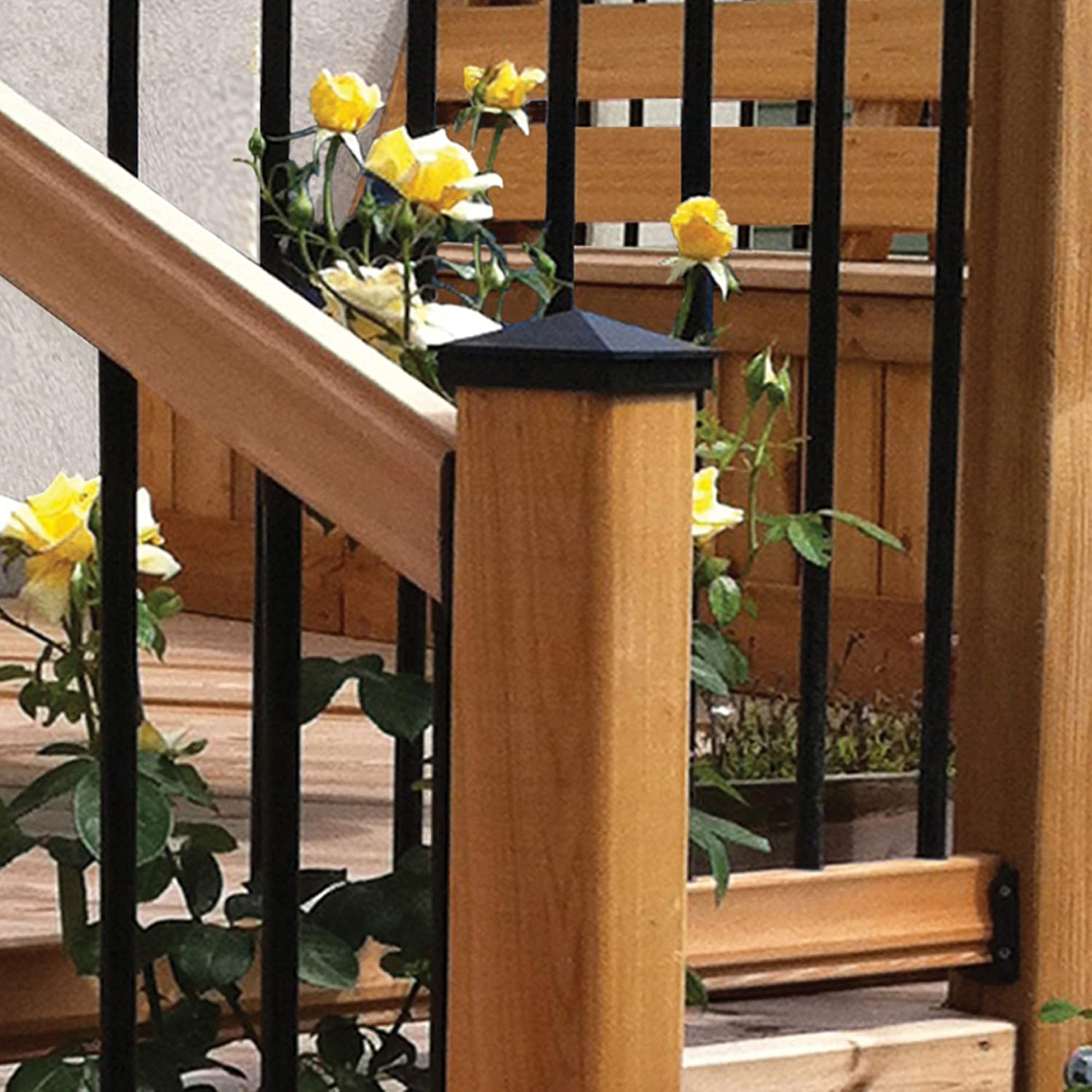 Nuvo Iron 4' x 4' Black Aluminum Ornamental Pyramid Post Cap, Pack of 24