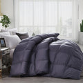Luxurious Queen Size Goose Down Feather Fiber Comforter Duvet Insert, 100% Egyptian Cotton Cover, 60 oz. Fill Weight Comforter (Queen, Gray Solid)