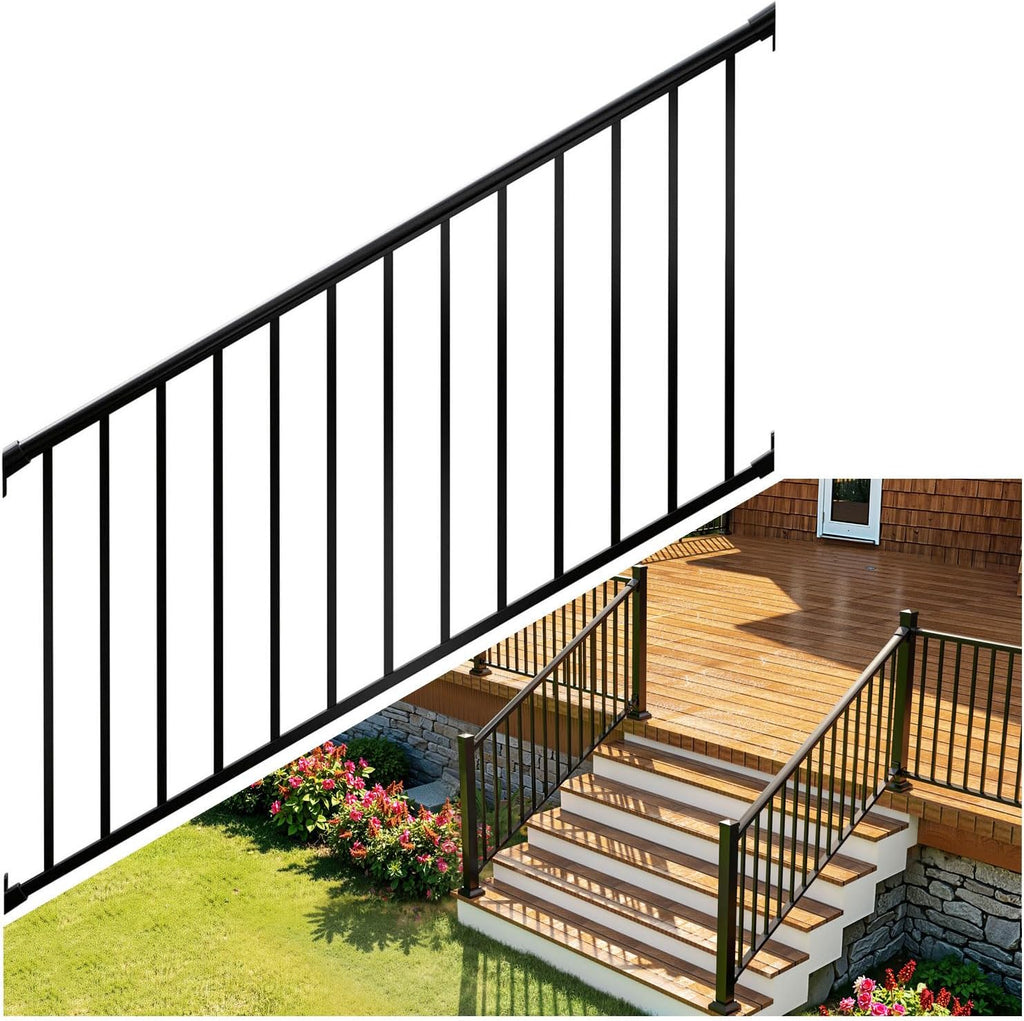 36 in. H x 6 ft. Heavy Duty BH Aluminum Stair Picket Railing, Porch and Deck Railing Kit Supports Up to 800 Lbs, IBC Compliant and Certified, AAMA2604 Powder Coating, Textured Black
