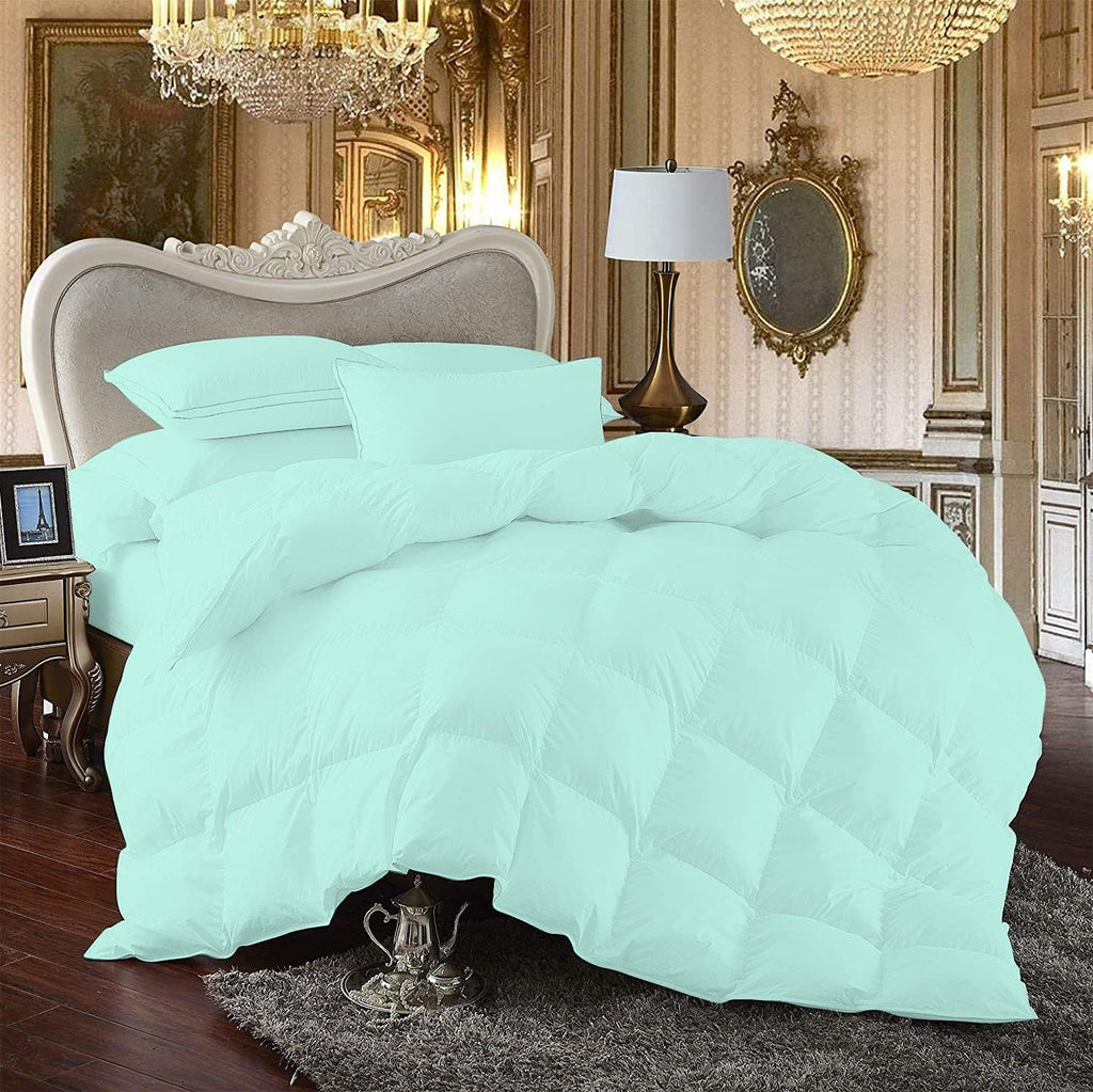 7 Piece Bed-in-A-Bag Comforter & Sheet Set 8-10' Deep Pocket, 100% Egyptian Cotton Queen Size, Aqua Blue, Sets Include - 1Comforter, 1Flat Sheet,1Fitted Sheet, 2Pillowcase & 2Pillowsham