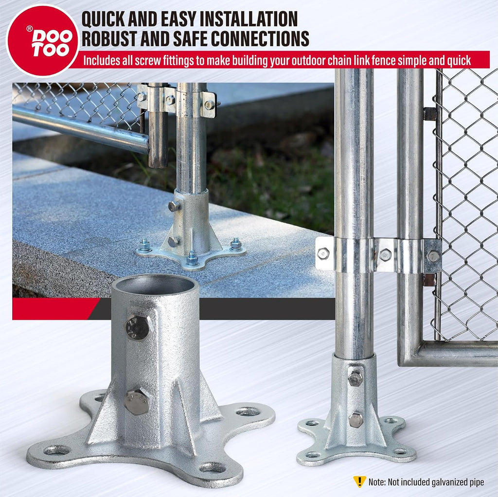 Chain Link Fence Post Flange - 2' Heavy Duty Round Post Base Bracket (6-Pack) Fits 1-7/8' Outer Diameter Fence/Mailbox/Flag Posts - Floor Mount Flange Kit