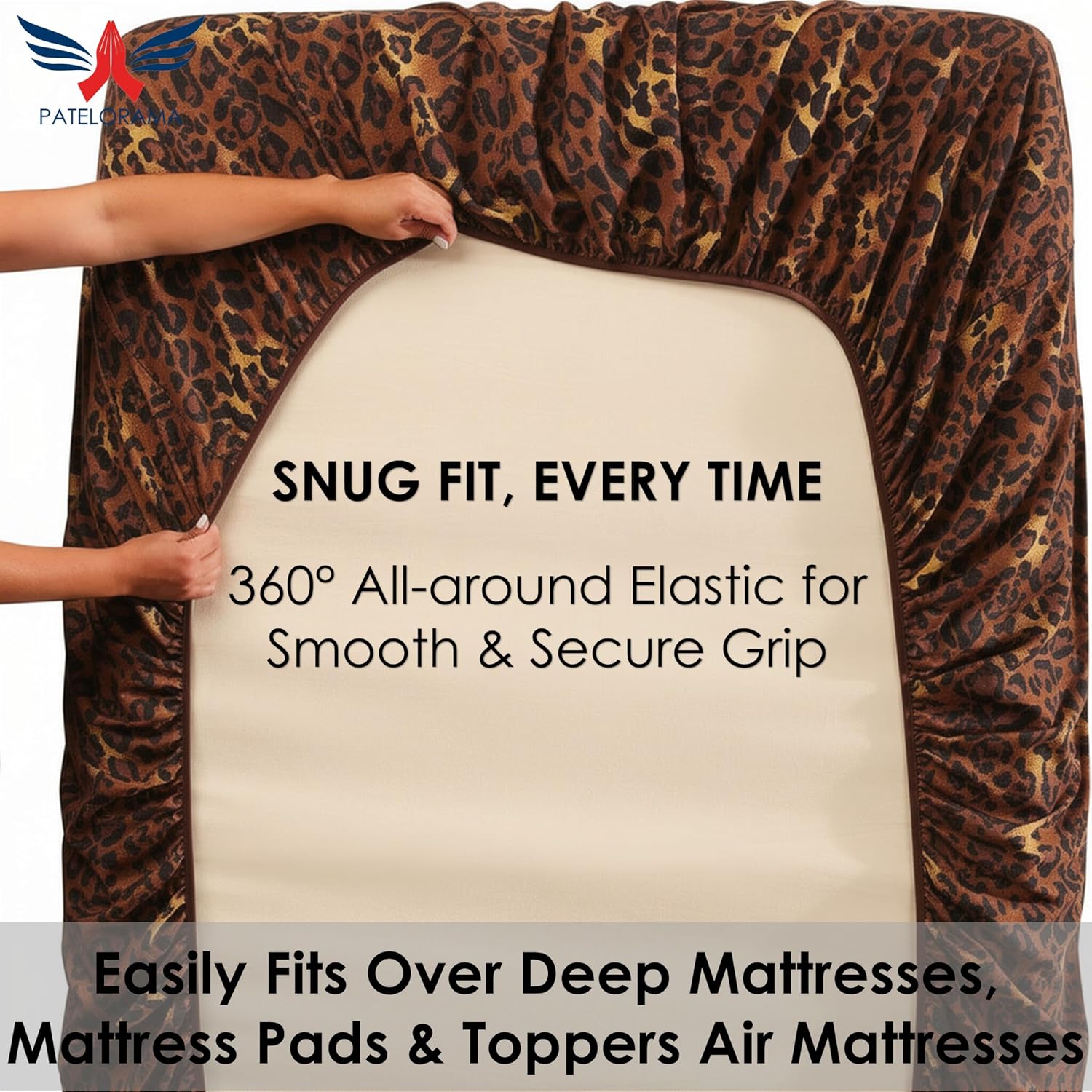 Extra Deep Pocket Sheet Set 24 inch 1000 Thread Count|Alberta King, Leopard Print Color|100% Long Staple Egyptian Cotton, Oversized Pocket Fitted Sheet for Thick Mattress, Sateen Weave, Luxury Bedding