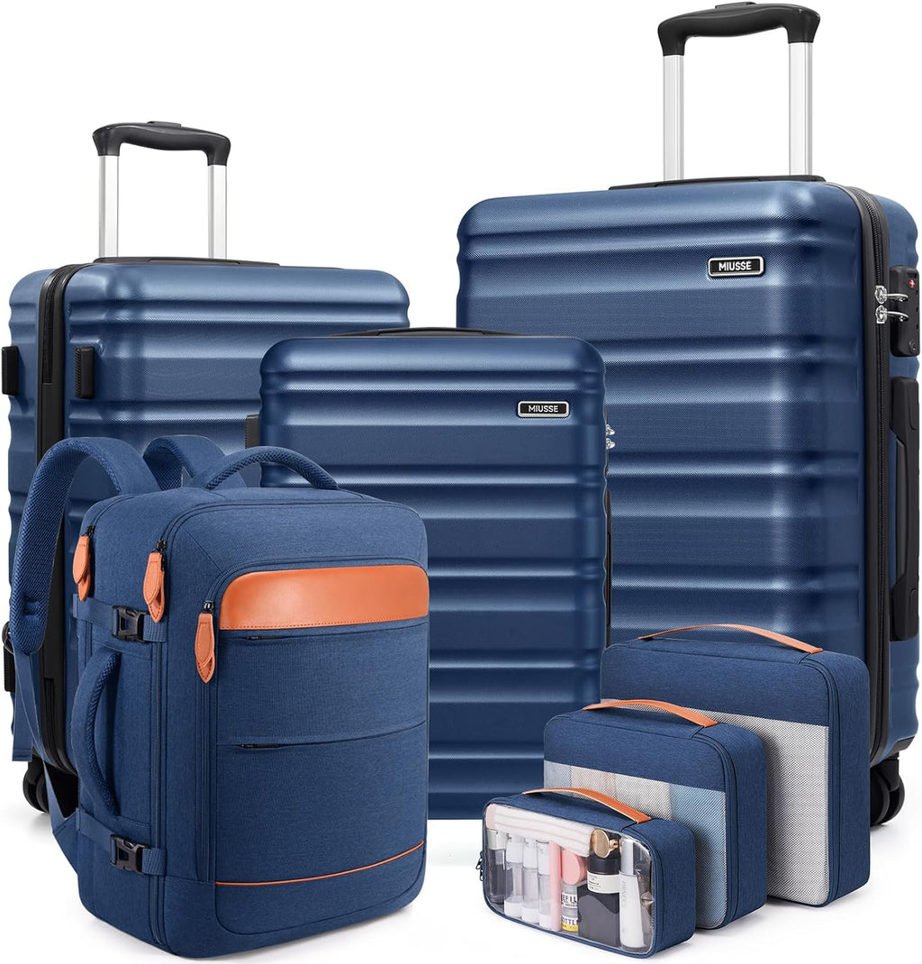 7 Piece Luggage Sets with Premium YKK Zipper, 20/24/28in PC Hardside Suitcase With Spinner Wheels, Luggage Airline Approved, Durable Suitcase Sets with TSA Locks for Travel