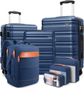 7 Piece Luggage Sets with Premium YKK Zipper, 20/24/28in PC Hardside Suitcase With Spinner Wheels, Luggage Airline Approved, Durable Suitcase Sets with TSA Locks for Travel