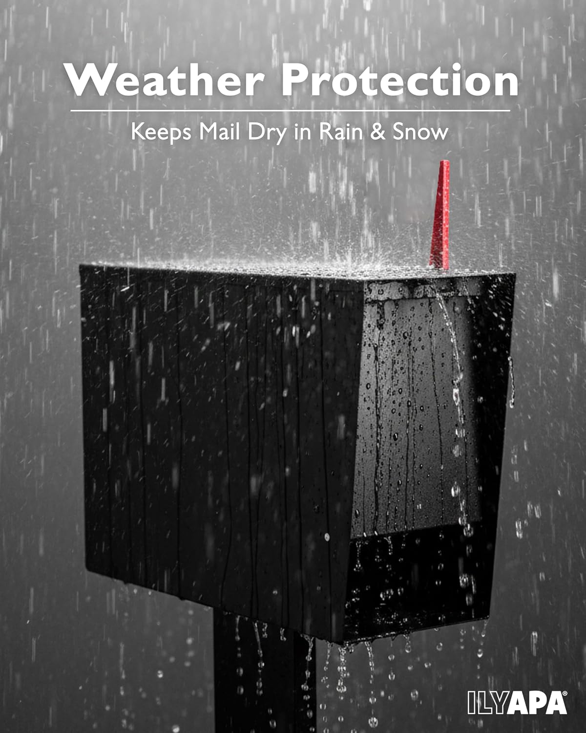 Ilyapa Black Modern Mailbox Post Mount Mailboxes For Outside with Newspaper Holder- Powder Coated Steel Metal Mail Box, Outdoor All Weather & Corrosion Resistant Stainless Steel Hinges & Magnetic Door