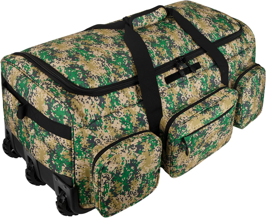 120L 3 Wheel Tactical Rolling Duffle Bag, Heavy Duty Military Deployment Luggage, 900D Waterproof Duffel for Camping Travel Outdoor Sports