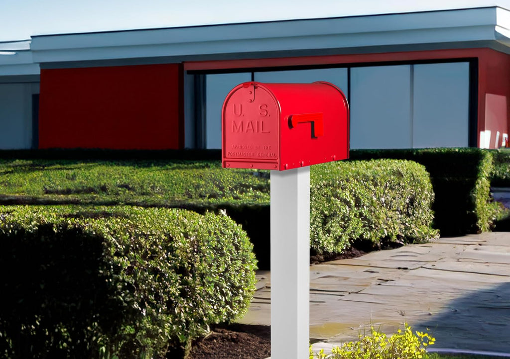 Janzer Post with Mailbox (White Post with Red Mailbox)