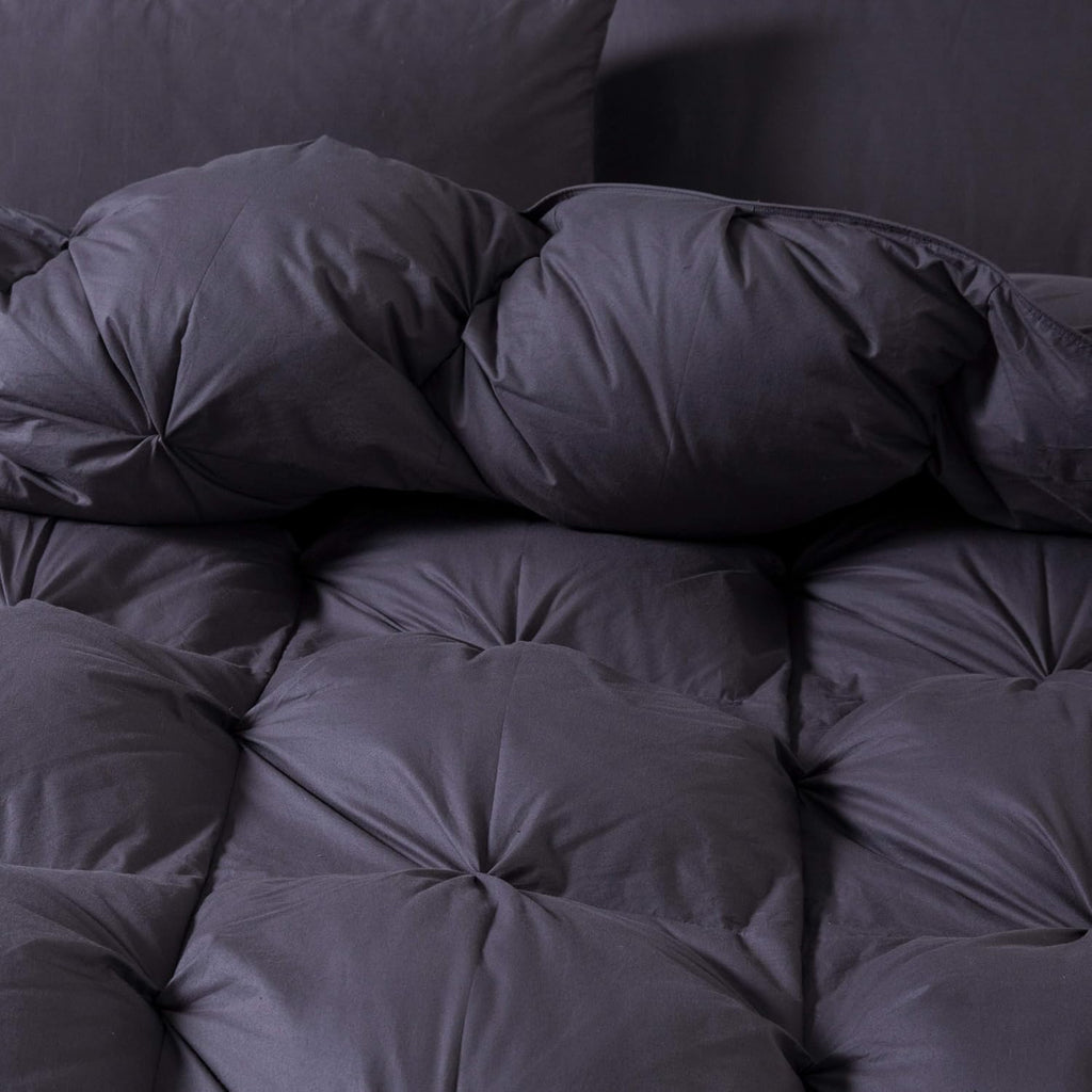 All-Season Luxurious Goose Down Comforter Queen Size Duvet Insert, Premium Pinch Pleat Design, 1200 Thread Count 100% Egyptian Cotton, 750+ Fill Power, 70 oz. Fill Weight (Queen, Gray)