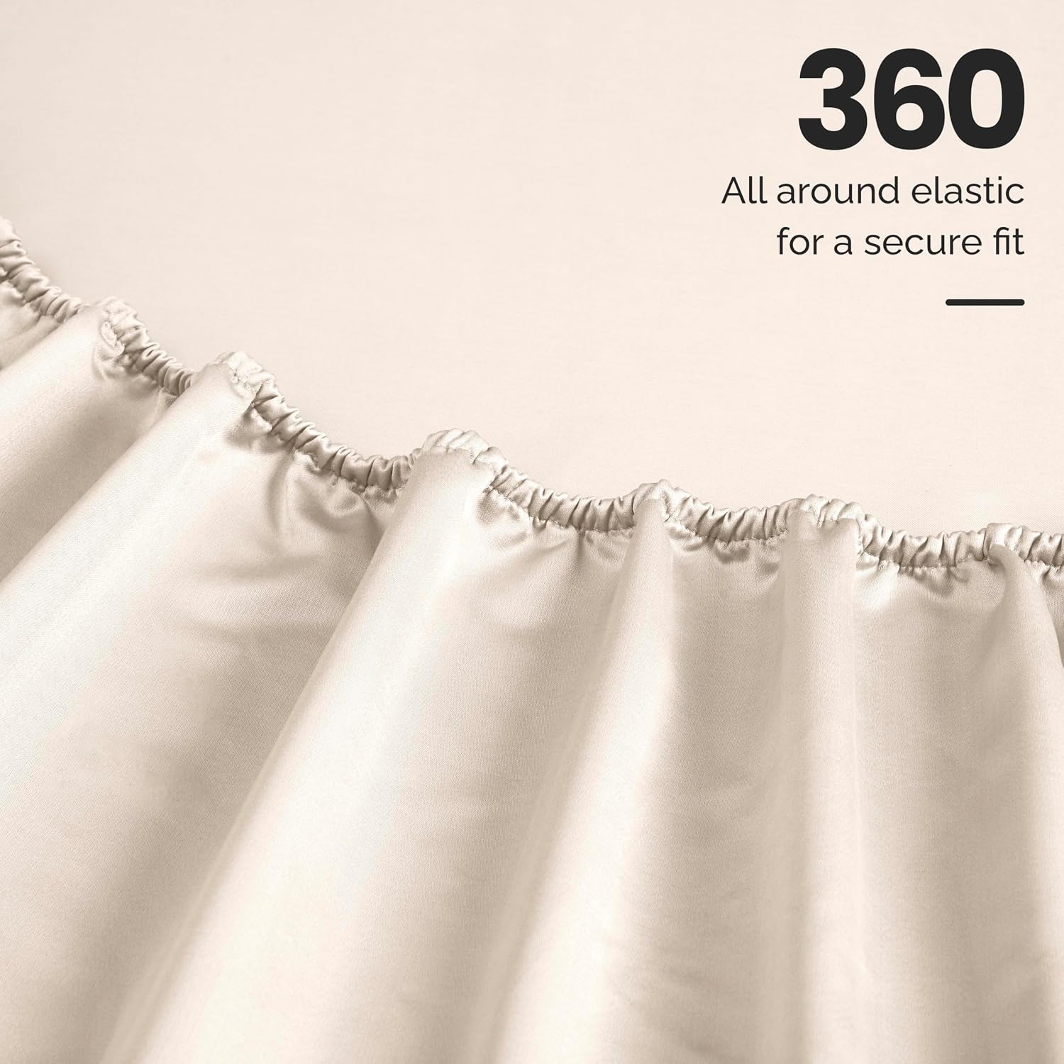 Superior Egyptian Cotton 4 Piece Sheet Set, Luxury 1500 Thread Count, Modern Design, Sustainable Sheets, Ultra-Soft Basics, Solid, Deep Pocket Fitted Sheet, Flat Sheet, Pillowcases, Queen, Ivory