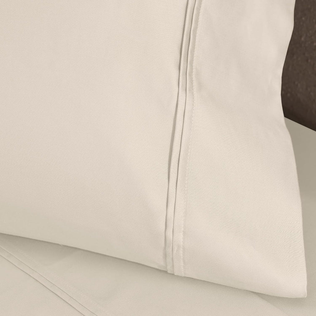 Superior 1200 Thread Count Egyptian Cotton Sheet Set, Bedroom Sheets, Modern Home Essentials, Luxury Bedding, 1 Elastic Deep Pocket Fitted Bed Sheet, 1 Flat Sheet, 2 Pillowcases, Queen, Ivory