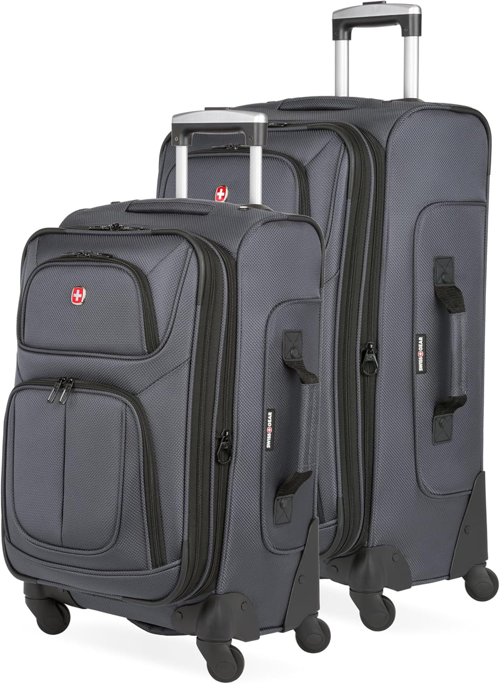 SWISSGEAR Sion Softside Expandable Spinner Luggage Durable Lightweight Travel Suitcase, Dark Grey, 2-Piece Set (Carry-On/Medium)