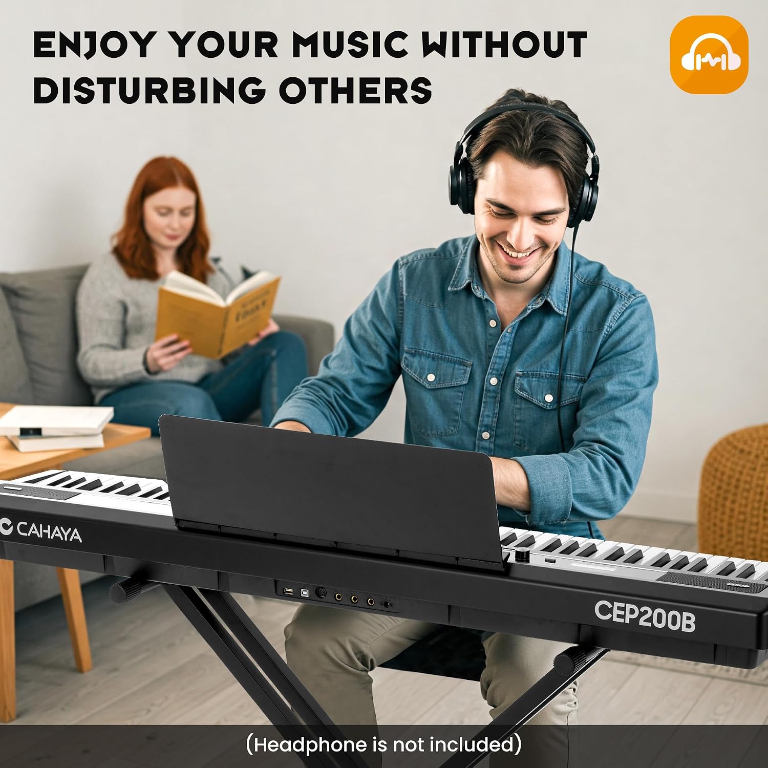 CAHAYA 88-Key Digital Piano Keyboard - Semi Weighted Electric Piano for Beginners with Double X-shaped Stand 3 Pedals and a Sheet Music Holder