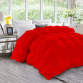 Red All Season Down Alternative Pintuck Comforter- Queen Size 90 x 90 Inches 1 pc Pinch Pleated Comforter 600 GSM & 4 - Corner Tabs 100% Egyptian Cotton- - Red Solid