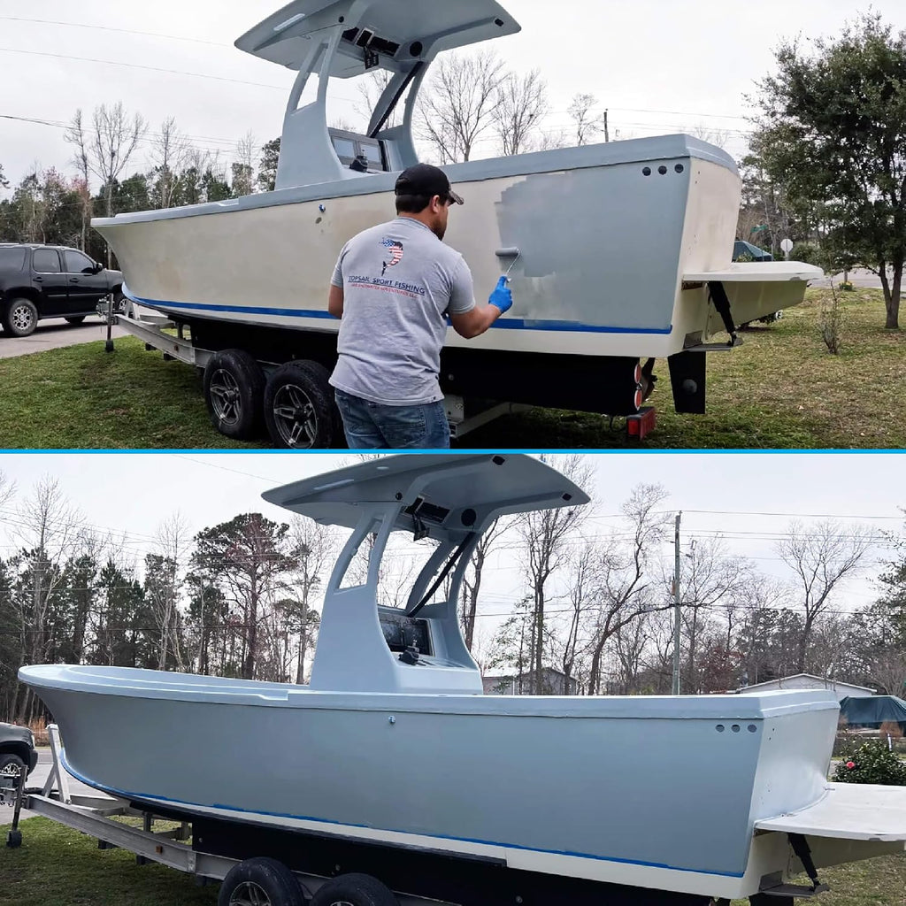 TotalBoat Wet Edge Topside Marine Paint Premium Polyurethane Coating for Boats, RVs, Exterior Trim, Fiberglass, Metal, and Wood (Flat Gray, Gallon)
