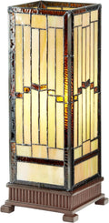 RIVER OF GOODS Rustic Stained Glass Table Lamp - 17.25' H - Vintage Table Lamp for Bedroom - Bedside Night Light Hurricane Lamp - Desk Lamps for Home Office - Tiffany Style