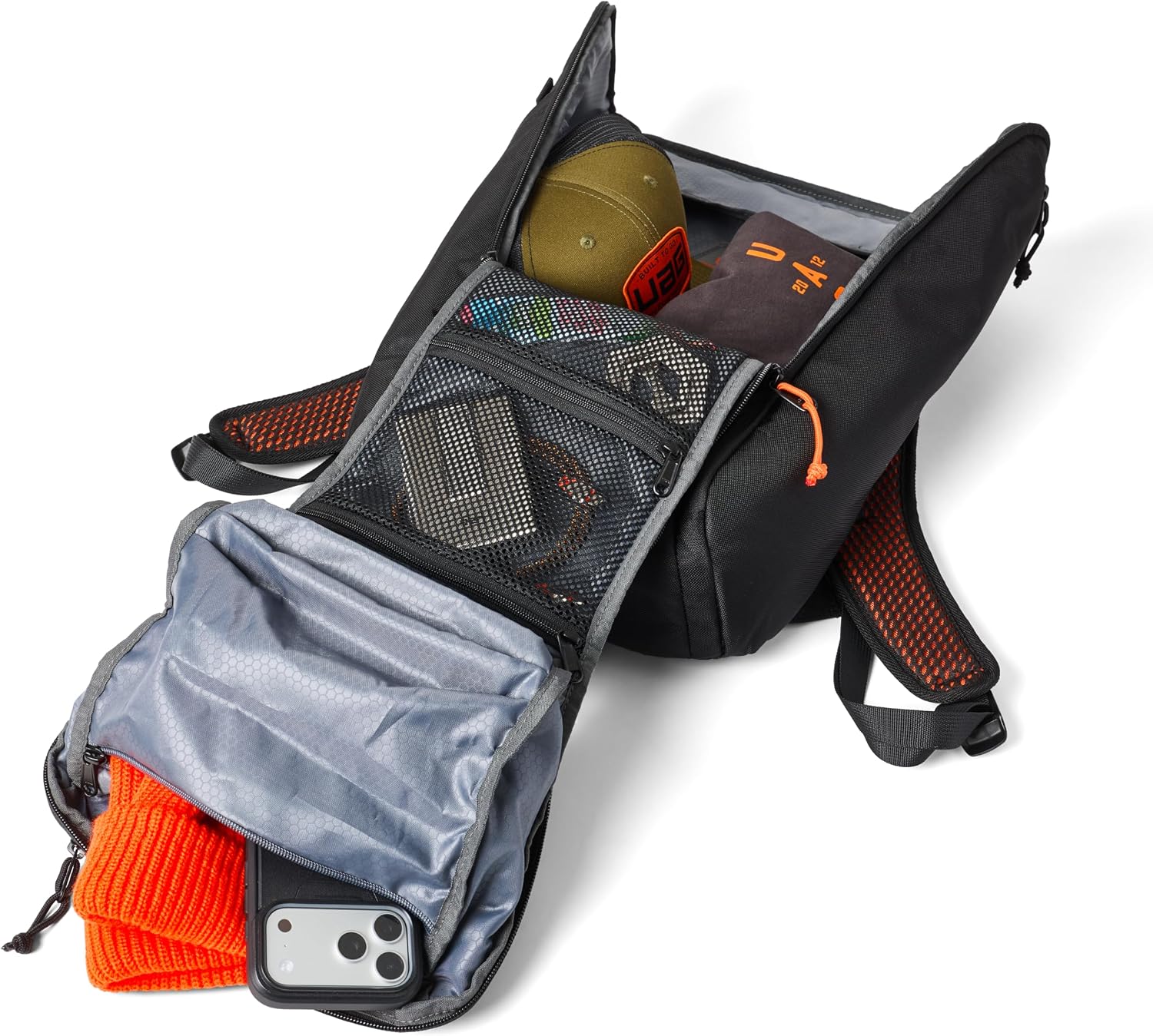 URBAR ARMOR GEAR UAG 20-Liter Laptop Backpack - Lightweight Travel Carry-on Luggage Daypack Fits up to 16' Laptop, Civilian Black/Orange
