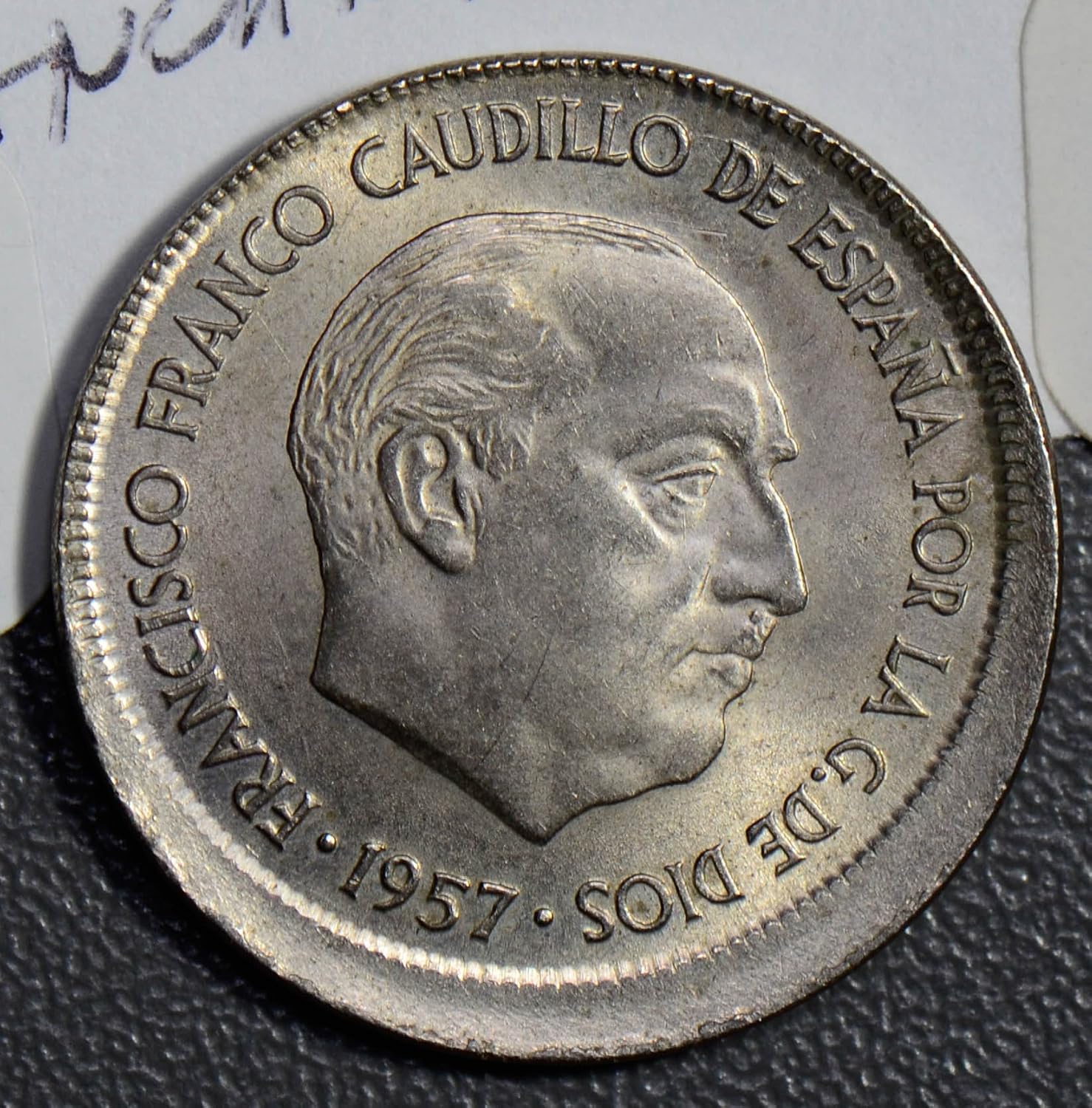 Collectible Coin S0180 Spain 1957 (68) 5 Pesetas off center error rare