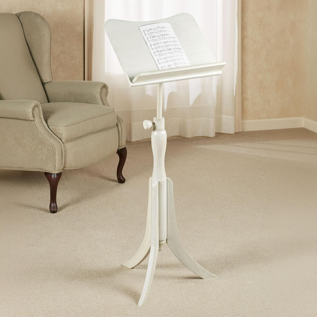 Touch of Class Parke Music Sheet Stand - Wooden - Whitewash - Adjustable - Wood Station for Conductors - Library Lectern for Atlas, Dictionary - Auditorium, Meeting Room, Classroom for Speeches