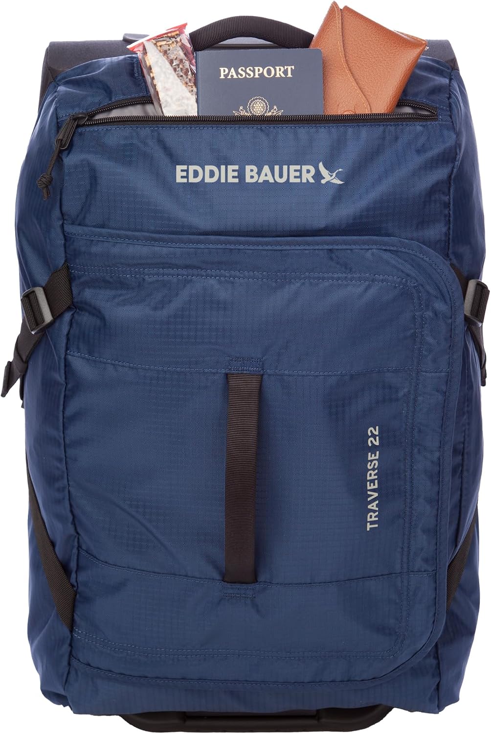 Eddie Bauer Traverse Luggage | Roller Wheels | Telescoping Handle | Travel | Vacation | Ripstop Nylon - Medium Indigo, 22'