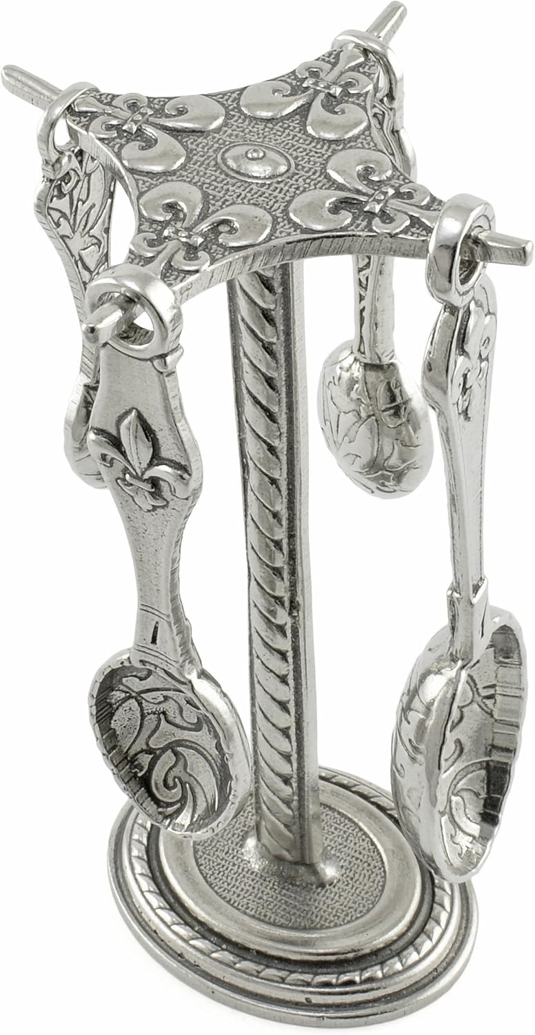 Crosby & Taylor Fleur de Lys Pewter Measuring Spoons with Display Post