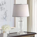 Vienna Full Spectrum Sherry Traditional Glam Luxury Table Lamp 25' High Clear Crystal Body Gray Tapered Drum Shade Decor for Living Room Bedroom House Bedside Nightstand Home Office Entryway Reading