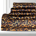 100% Giza Cotton, 1000 Thread Count, 6-PC Bed Sheet Set [Queen Size, Leopard Print Color] 18 inches Deep Pockets, Long Staple Cotton Breathable Soft Silky Sateen Weave