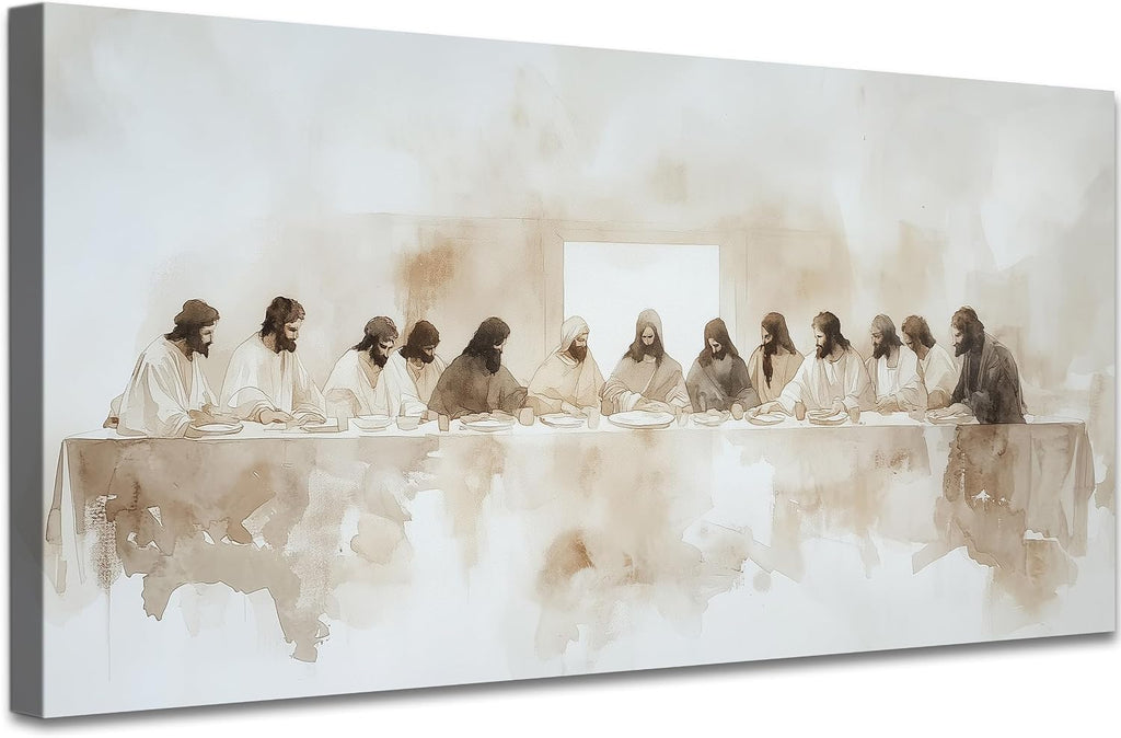 WAXWHELK The Last Supper Canvas Wall Art Dining Room Decor, Christian Jesus Religious Painting, Modern Art Poster Picture for Home Restaurant Living Room Ready to Hang, 60L x 30W