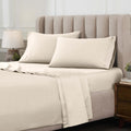 Superior Egyptian Cotton 4 Piece Sheet Set, Luxury 1500 Thread Count, Modern Design, Sustainable Sheets, Ultra-Soft Basics, Solid, Deep Pocket Fitted Sheet, Flat Sheet, Pillowcases, Queen, Ivory