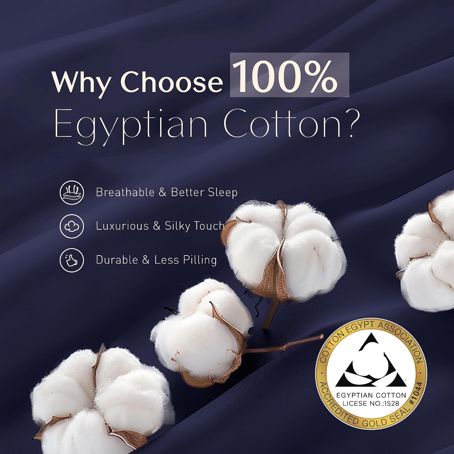 Hyde Lane 100% Egyptian Cotton Sheets Set King Size - 1000 Thread Count - 4 Piece Bed Sheet Sets with 16' Deep Pocket - Luxury Sateen Weave, Navy