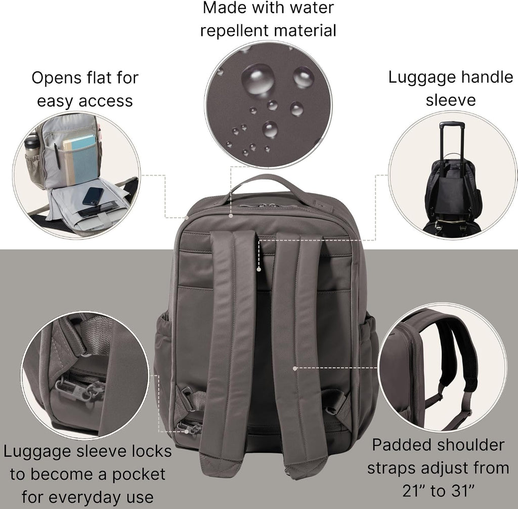 Baggallini Tribeca Expandable Laptop Backpack - 15'x11' Lightweight RFID Computer Bag for Work & Travel with Luggage Sleeve