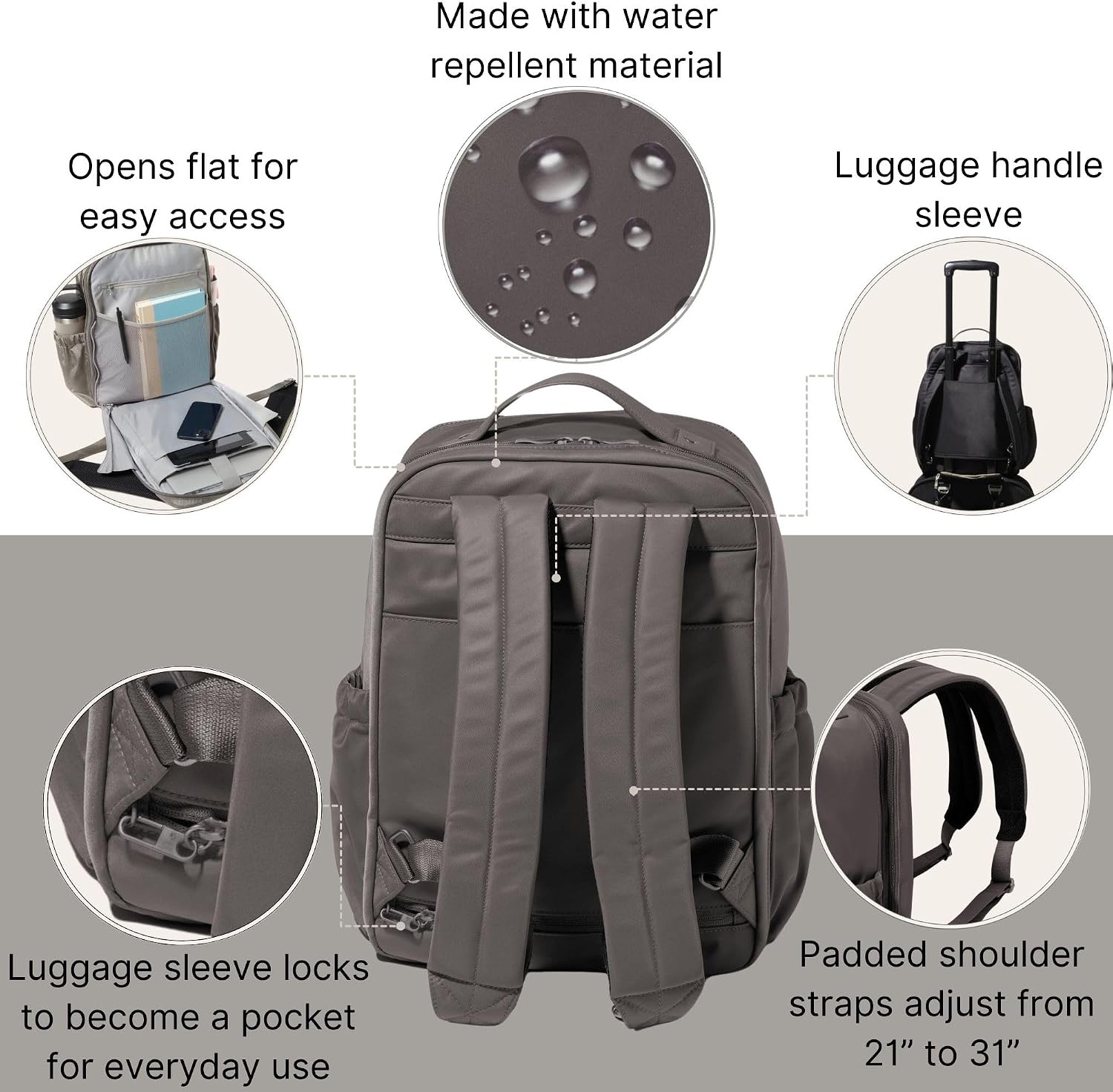 Baggallini Tribeca Expandable Laptop Backpack - 15'x11' Lightweight RFID Computer Bag for Work & Travel with Luggage Sleeve