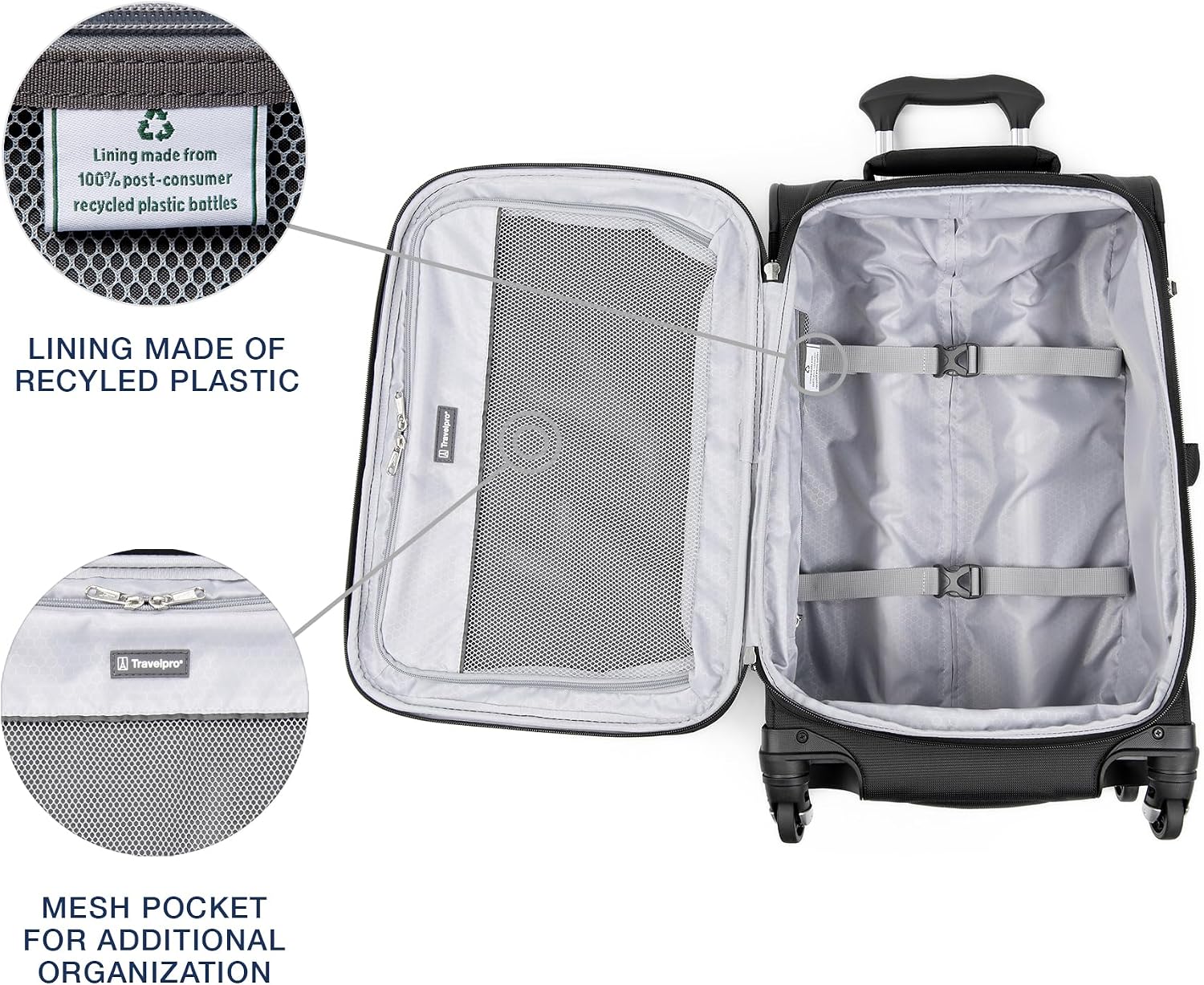 Travelpro Maxlite 5 Softside 2pc Set Expandable Carry On Luggage with 4 Spinner Wheels/Soft Underseat Tote, Lightweight Suitcase, Men and Women, Black