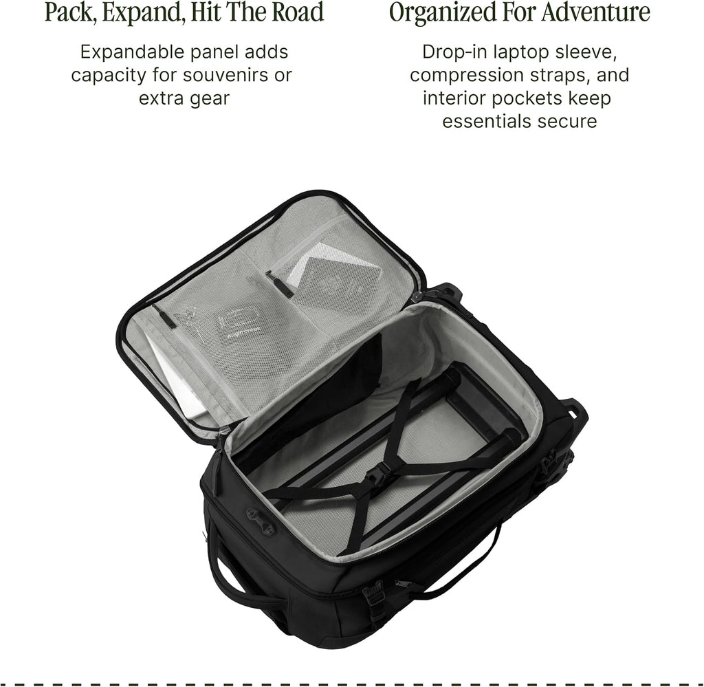 Eagle Creek Gear Warrior XE 2-Wheel Convertible Carry-On Luggage for Travel Essentials - Heavy Duty Wheels - Lockable Zippers - Interior Laptop Sleeve - Black - 21.75'