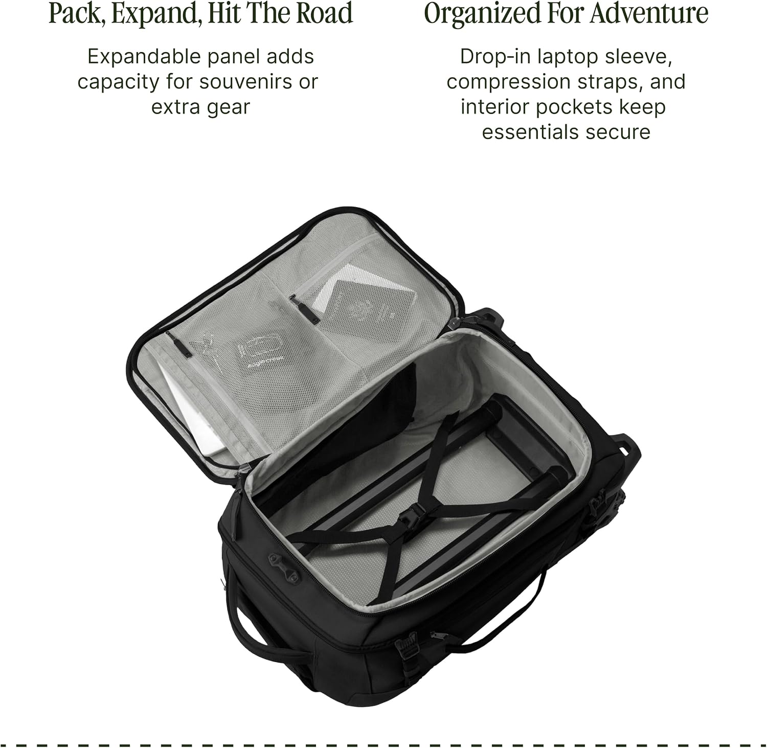 Eagle Creek Gear Warrior XE 2-Wheel Convertible Carry-On Luggage for Travel Essentials - Heavy Duty Wheels - Lockable Zippers - Interior Laptop Sleeve - Black - 21.75'