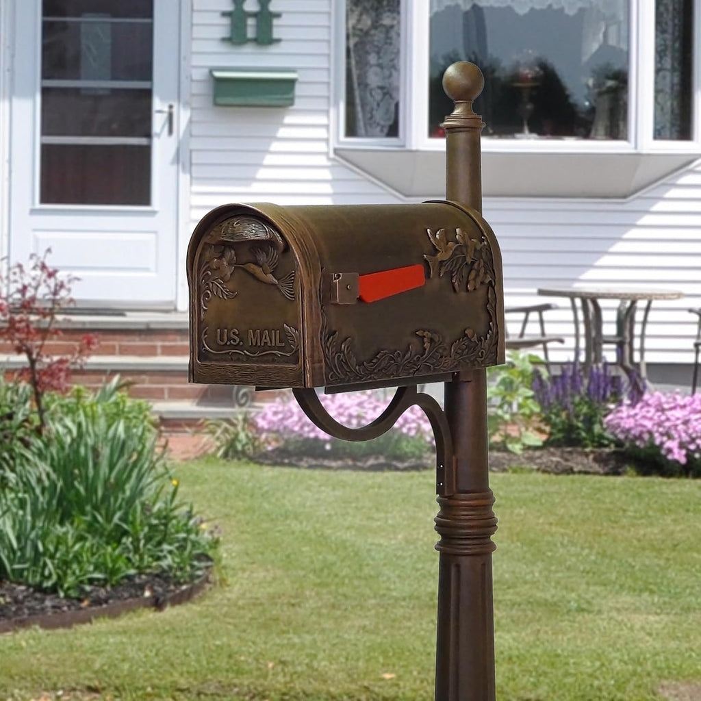 Special Lite Hummingbird Curbside Mailbox - Copper Aluminum Mailbox for Post Mount - SCB-1005-CP