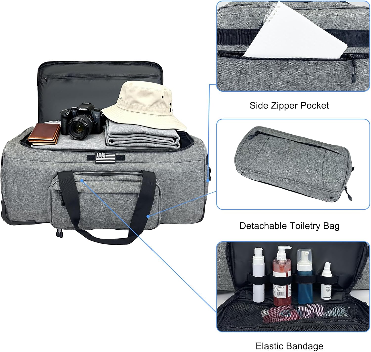 WOLT 120L Rolling Duffle Bag with Wheels, Large Deployment Military Bag, Wheeled Heavy Duty Luggage for Travel, Camping