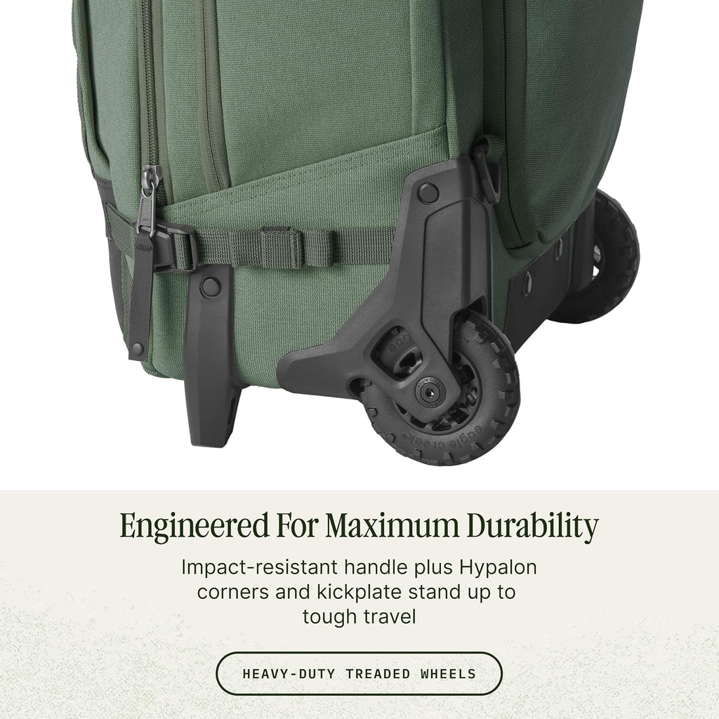 Eagle Creek Gear Warrior XE 2-Wheel Convertible Carry-On Luggage for Travel Essentials - Heavy Duty Wheels - Lockable Zippers - Interior Laptop Sleeve - Jungle Green - 21.75'