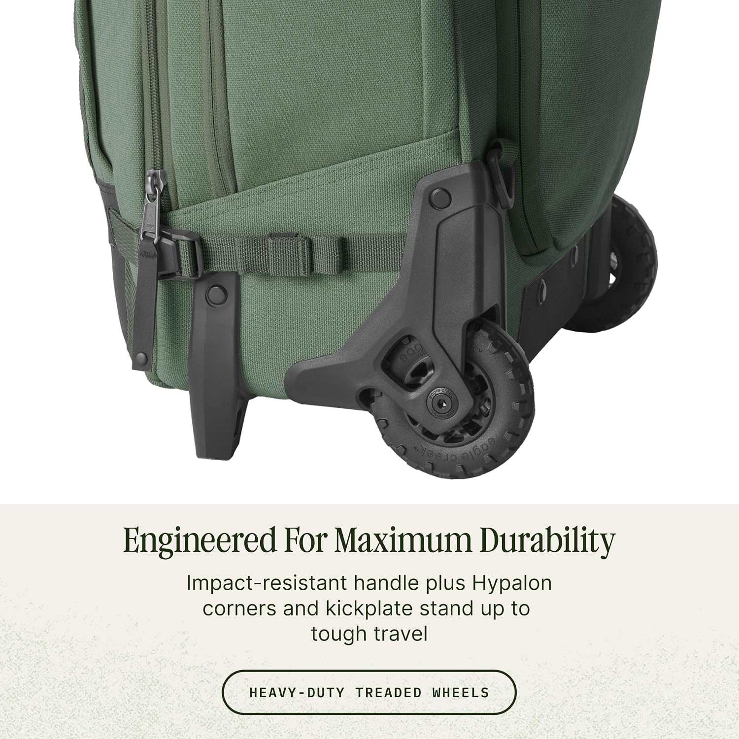Eagle Creek Gear Warrior XE 2-Wheel Convertible Carry-On Luggage for Travel Essentials - Heavy Duty Wheels - Lockable Zippers - Interior Laptop Sleeve - Jungle Green - 21.75'