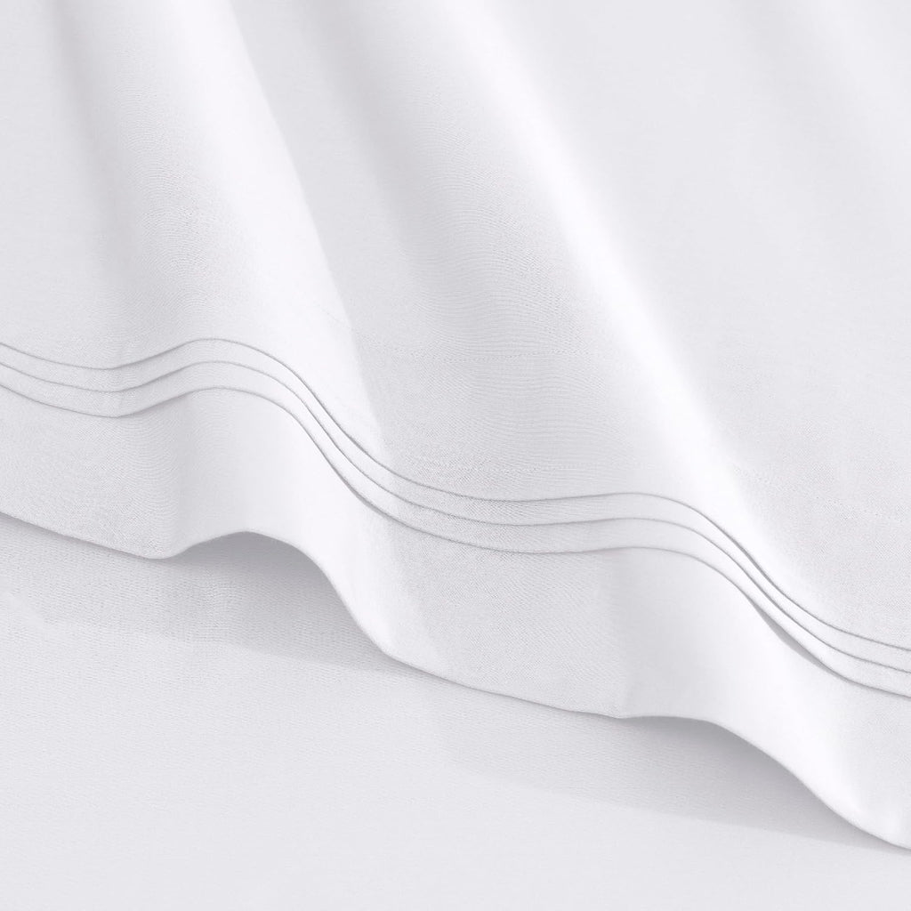 Superior Egyptian Cotton 4 Piece Sheet Set, Luxury 1000 Thread Count, Modern Design, Sustainable Sheets, Ultra-Soft Basics, Solid, Deep Pocket Fitted Sheet, Flat Sheet, Pillowcases, Queen, White