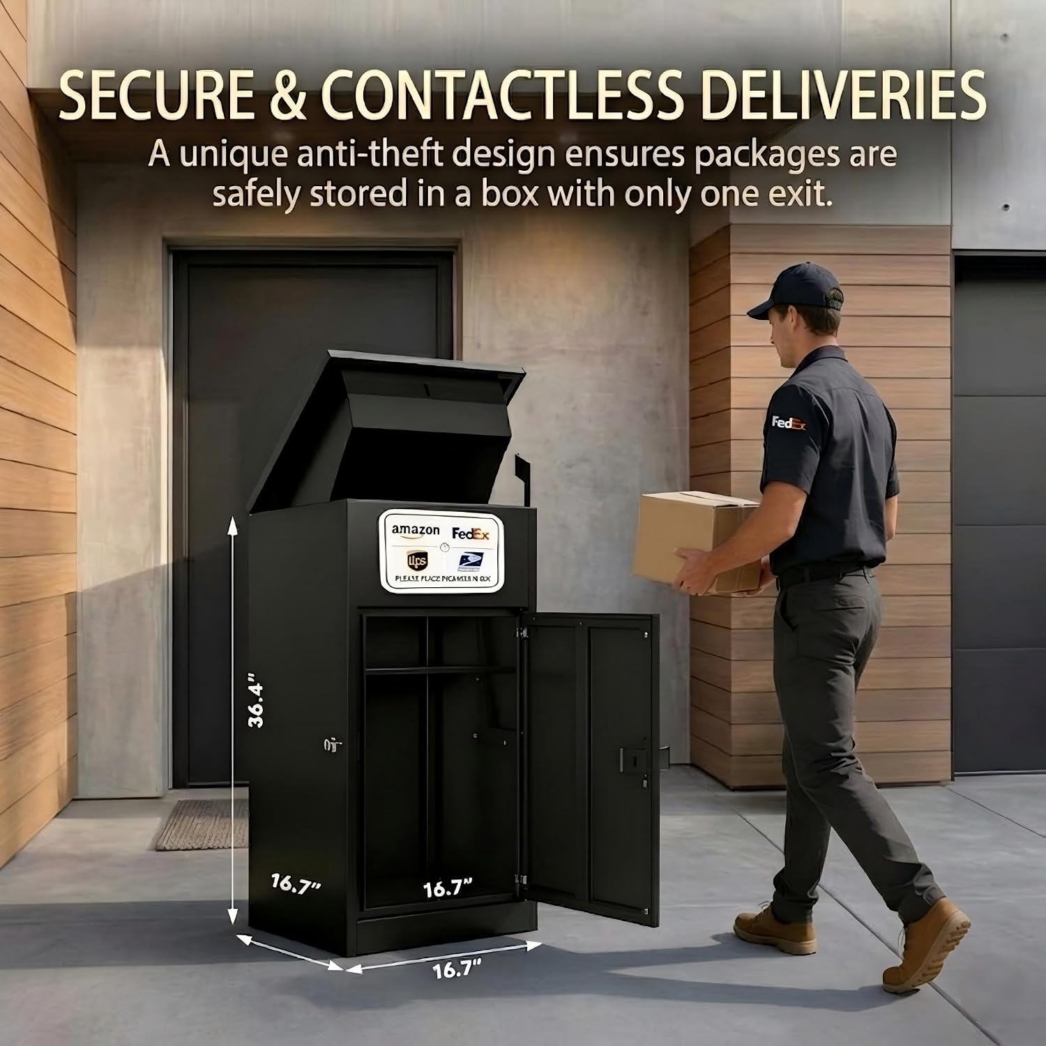 Package Delivery Boxes for Outside Anti-Theft and Waterproof 36.4'H Large Parcel Drop Box Outdoor for Yard Garden Patio Home Porch Curbside