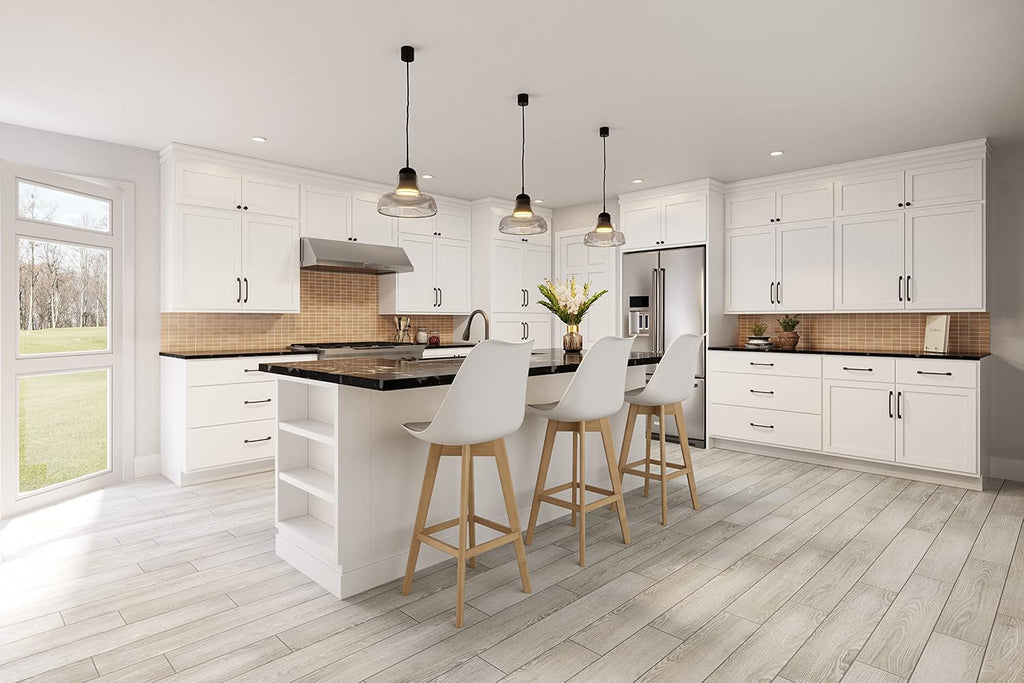 Quicklock RTA (Ready-to-Assemble) 42' Tall Wall Kitchen Cabinets - Shaker Style | 100% Hardwood | Made in America | Soft Close Hardware (Pure White, 12' D x 9' W x 42' H)