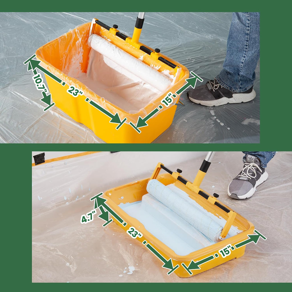 VOOMEY 28PC 18 Inch Paint Roller Kit, Paint Bucket,18' Paint Tray, 4 Inch Foam Paint Roller with 40 Inch Extension Pole,Ideal for Fast Large Area Painting Room and Small Area Detail Painting