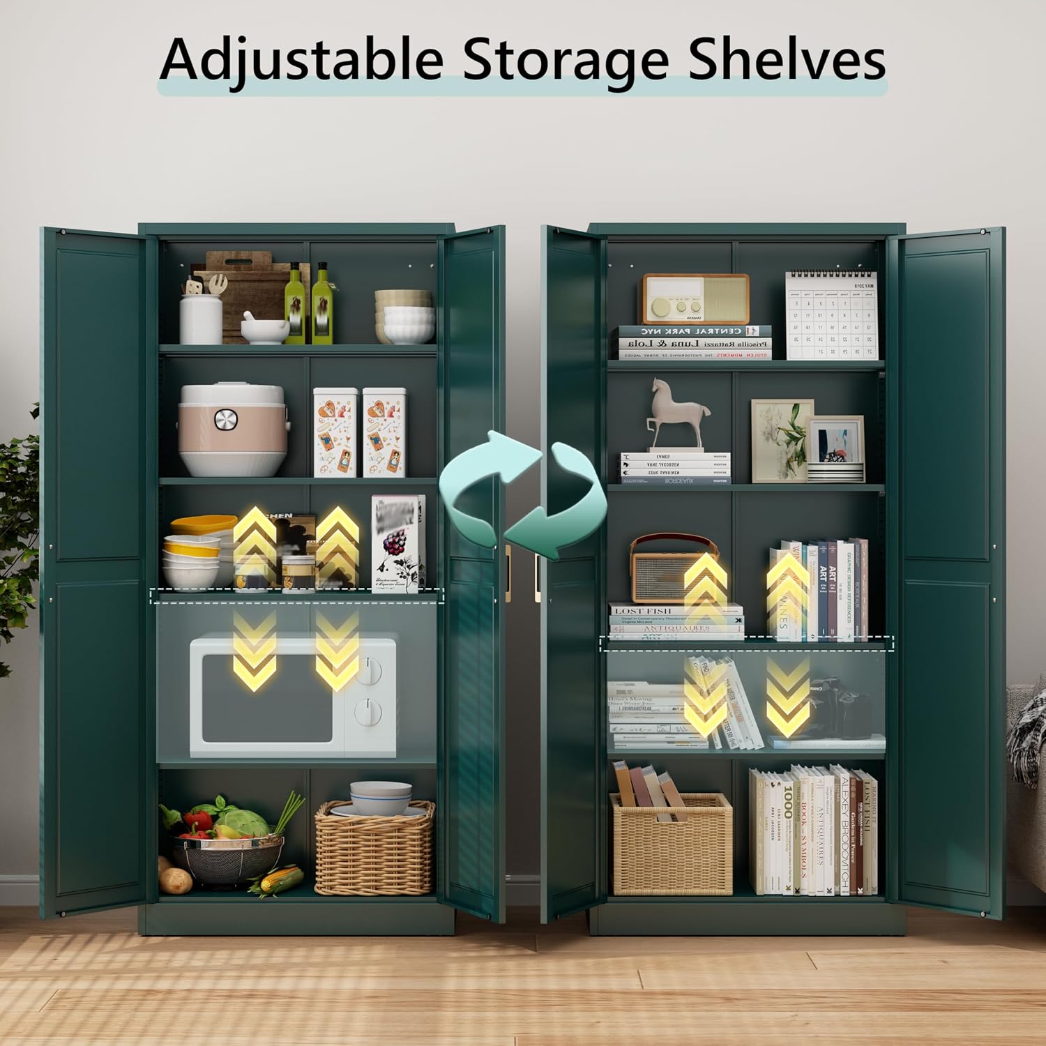 71' Metal Tall Kitchen Pantry Cabinet,Storage Cabinet with Doors and Adjustable Shelves,Modern Kitchen Hutch Cabinet,Freestanding Cupboard for Dining Living Room